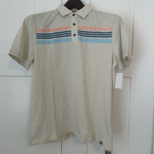 Men's Flag & Anthem Crestline Chest Stripe Slub Polo M NWT
